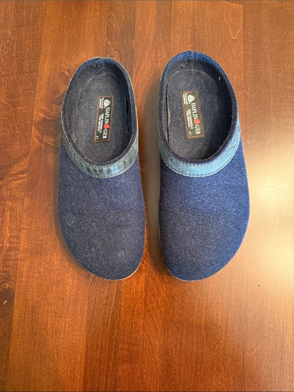 Haflinger Navy Blue Wool Slip-Ons